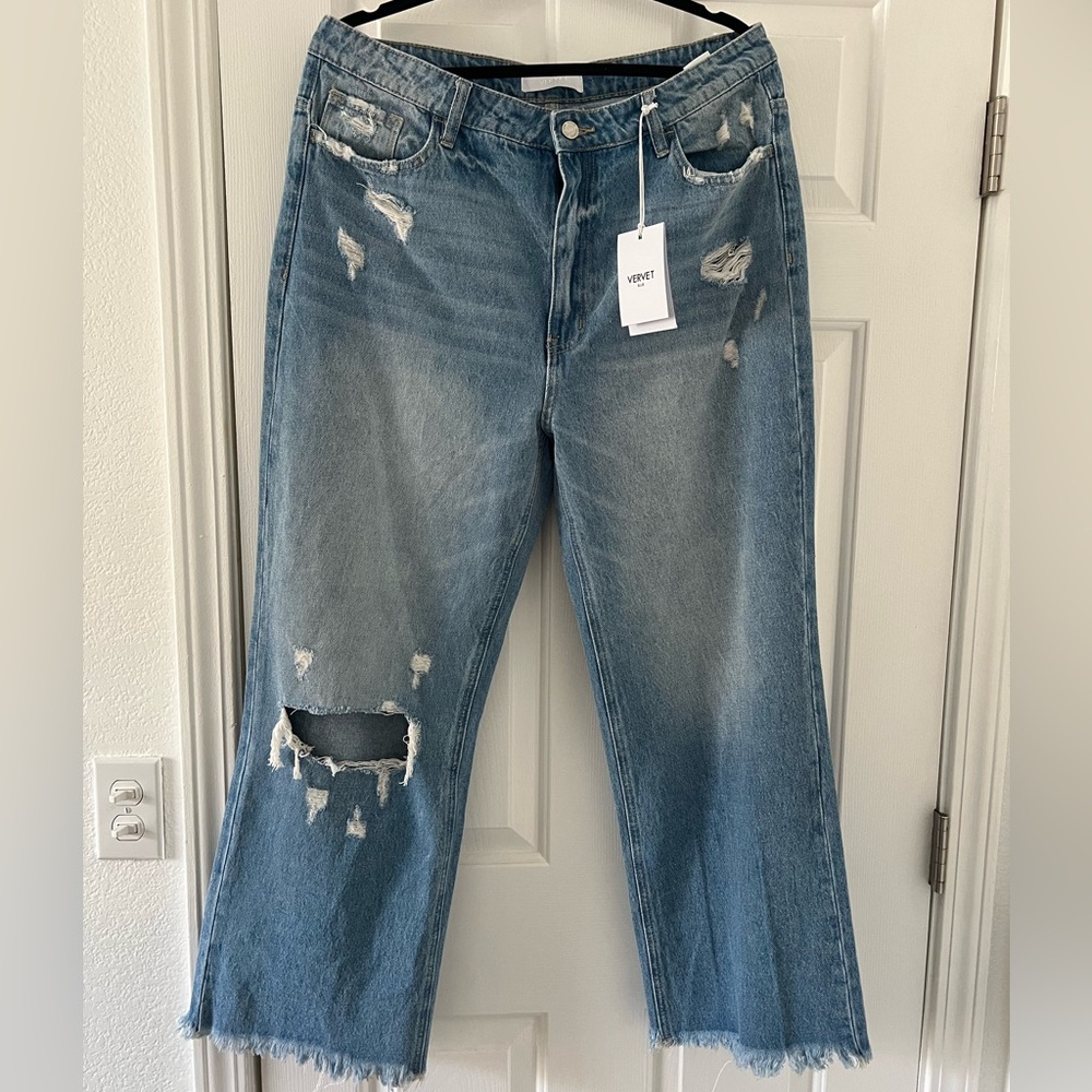 VERVET BY FLYING MONKEY Distressed Blue Boyfriend Jeans